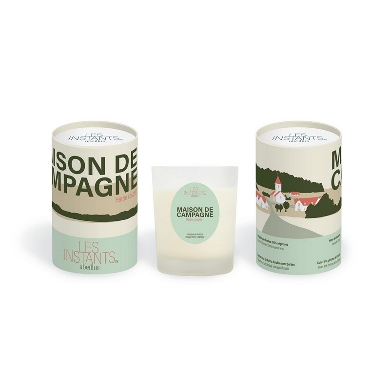 Bougie parfumée - Les instants - Maison de campagne - Herbe coupée - 45h - 180g
