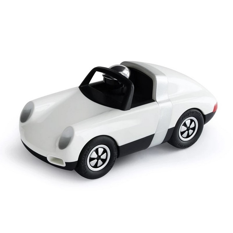 Voiture miniature vintage (Porsche Targa) - Blanc - 17,5cm