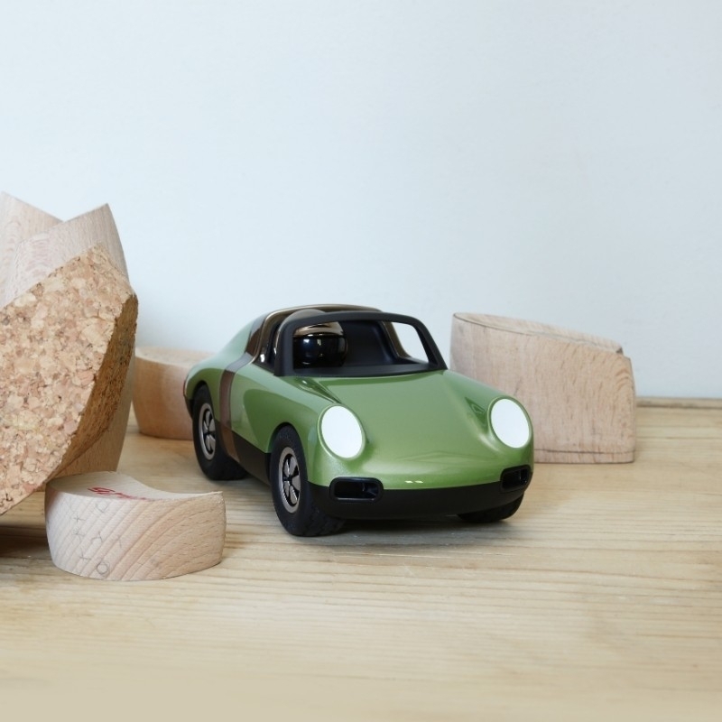 Voiture miniature vintage (Porsche Targa) - Vert Olive - 17,5cm