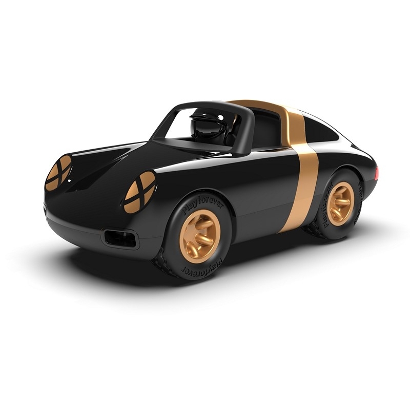 Voiture miniature vintage (Porsche Targa) - Noir/Or - 17,5cm