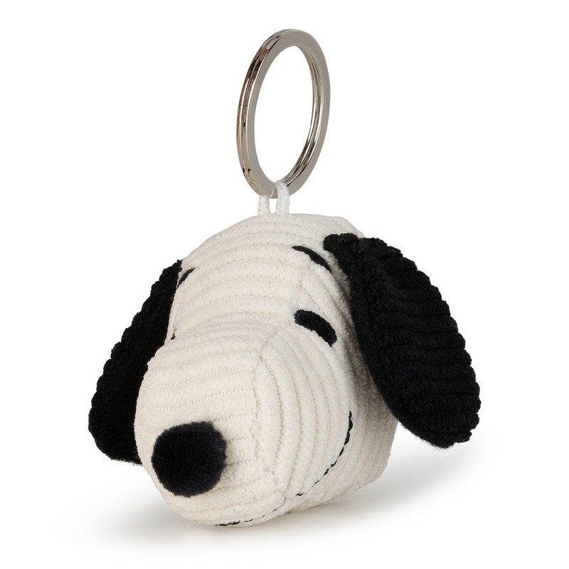 Porte-clé Snoopy en velours côtelé crème - 4,5 cm
