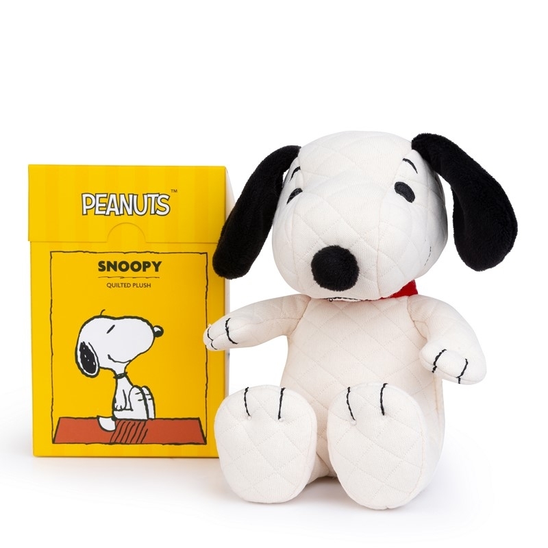 Peluche Snoopy matelassé crème - Boîte cadeau - 17 cm