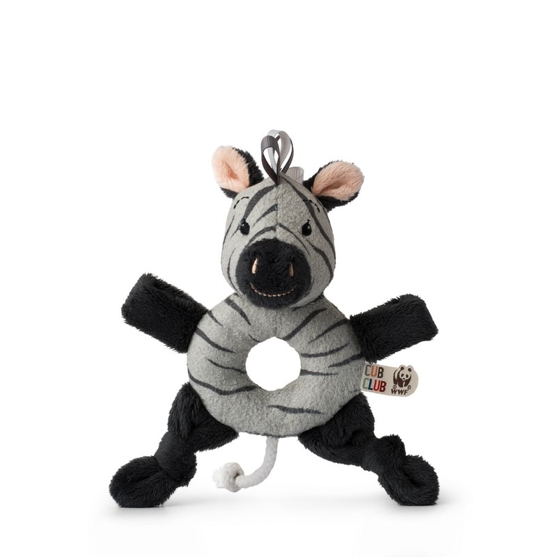 Cub Club - HochetPeluche Zèbre gris (avec grelots) - 15cm