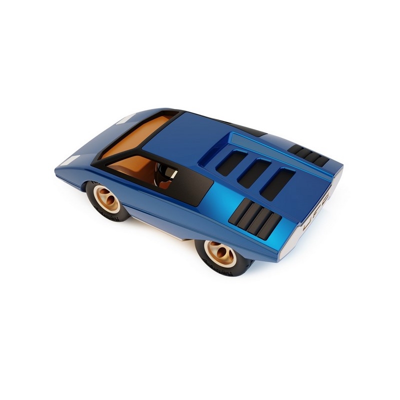 Voiture miniature vintage (Lamborghini Countach) - Bleu - 17,6 cm