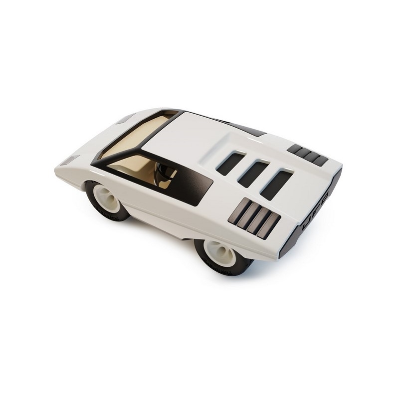 Voiture miniature vintage (Lamborghini Countach) - Blanc - 17,6 cm