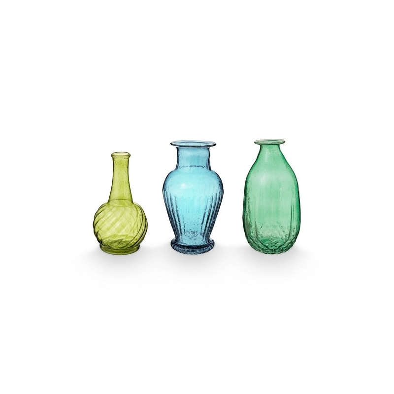 Set de 3 vases en verre - M - Vert
