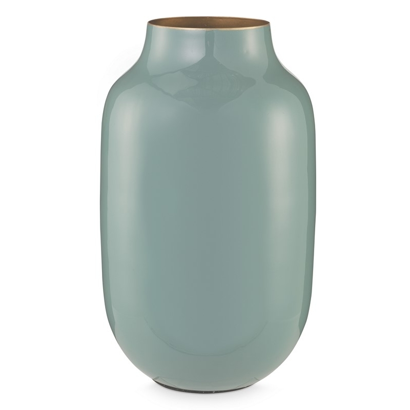 Mini vase métal ovale Bleu 14cm