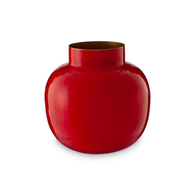 Vase métal rond Blushing Birds Rouge - 25cm