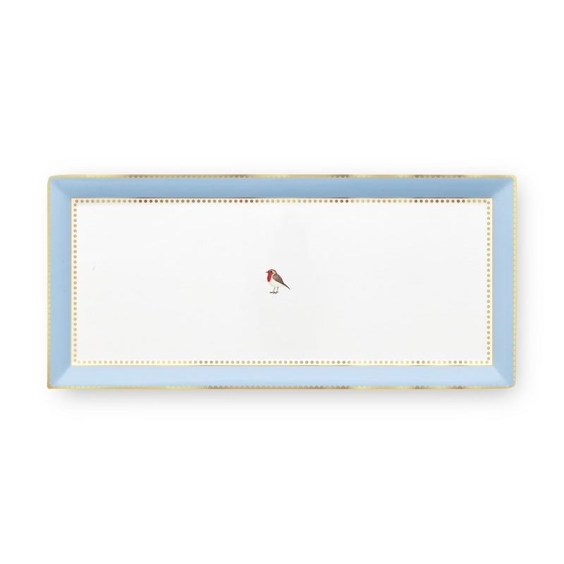 Plat à cake rectangulaire Love Birds Bleu/Kaki - 33,3x15,5cm