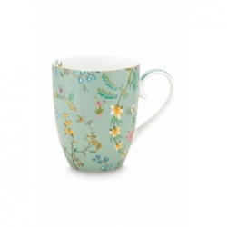 Grand mug Jolie fleurs bleu or - 350ml
