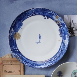 Assiette plate Héritage Bordure bleue - 26,5cm