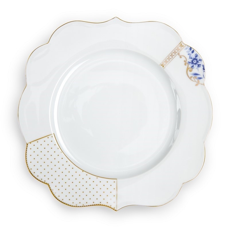 Assiette plate Royal Blanc décoré - 28cm