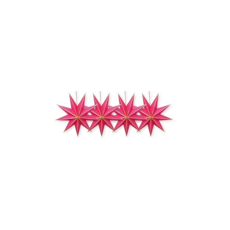 Set de 4 suspensions étoile en carton - Winter Wonderland - Rose - 20cm