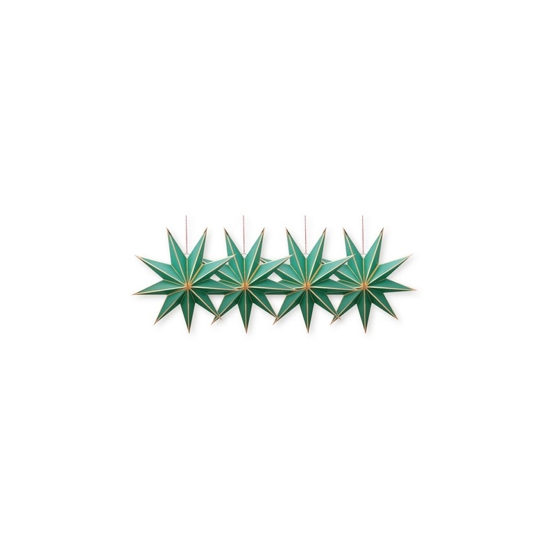 Set de 4 suspensions étoile en carton - Winter Wonderland - Vert - 20cm