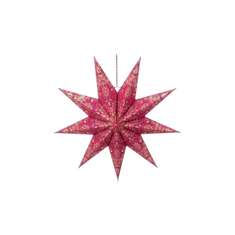 Suspension étoile en carton - Motifs - Rouge - 60cm