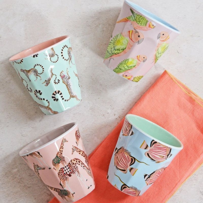 Pique-nique - Coffret 4 gobelets mélamine 380ml assortis