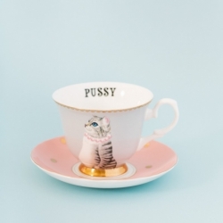Paire Tasse thé 280ml Chat Pussy - Animal Magic