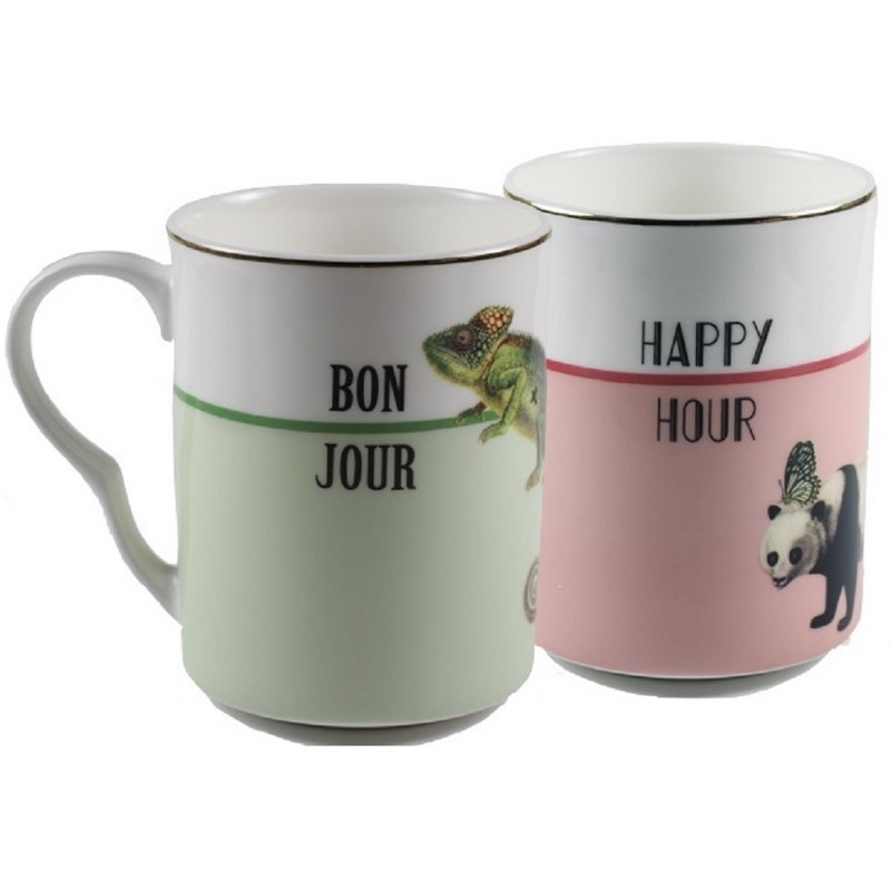 British Pomp - Coffret 2 mugs 280ml - Bonjour / Happy Hour