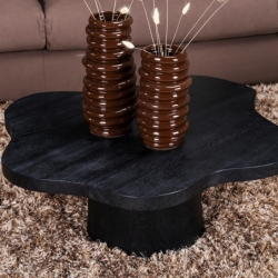 Table basse organique en Chêne - Noir - Ø90x35cm