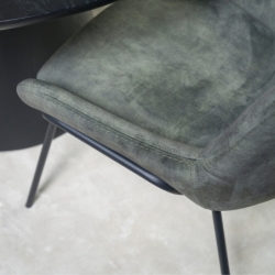 Chaise de salle à manger design - Gris/Vert -...