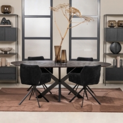 Table de salle à manger design en bois brun  -...
