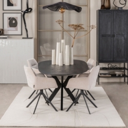 Table de salle à manger design en bois noir  -...