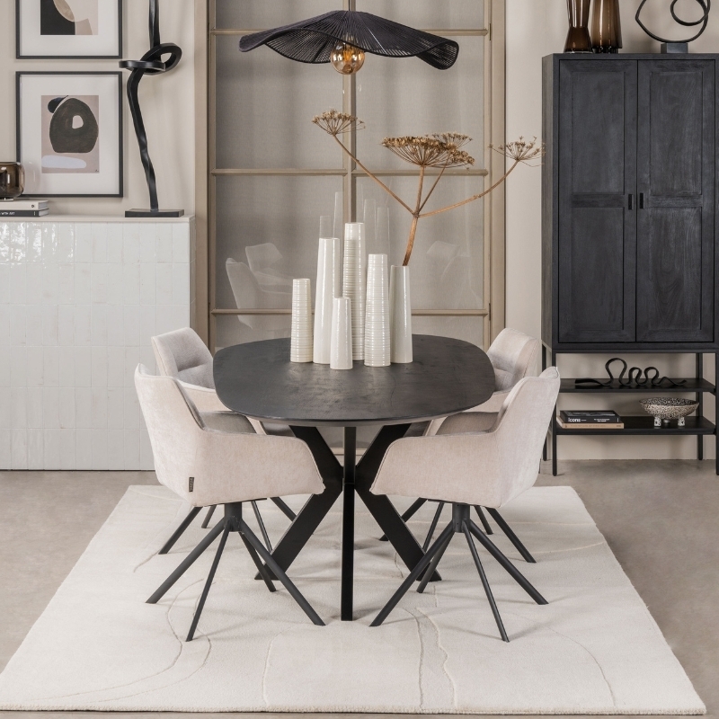 Table de salle à manger design en bois noir  - 220x104cm