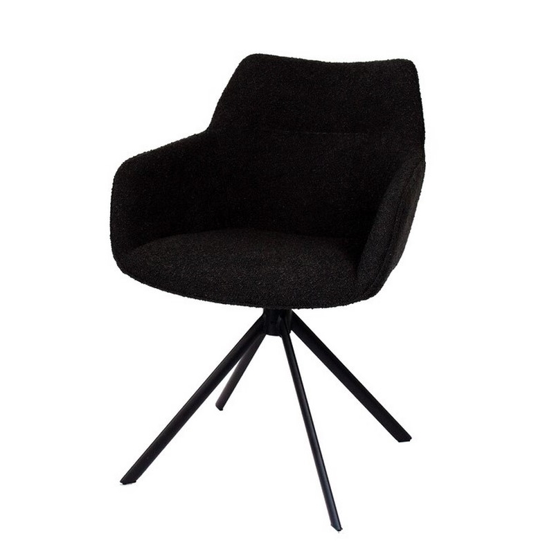 Chaise de salle à manger pivotante Boucle - Noir - 59x60x84cm