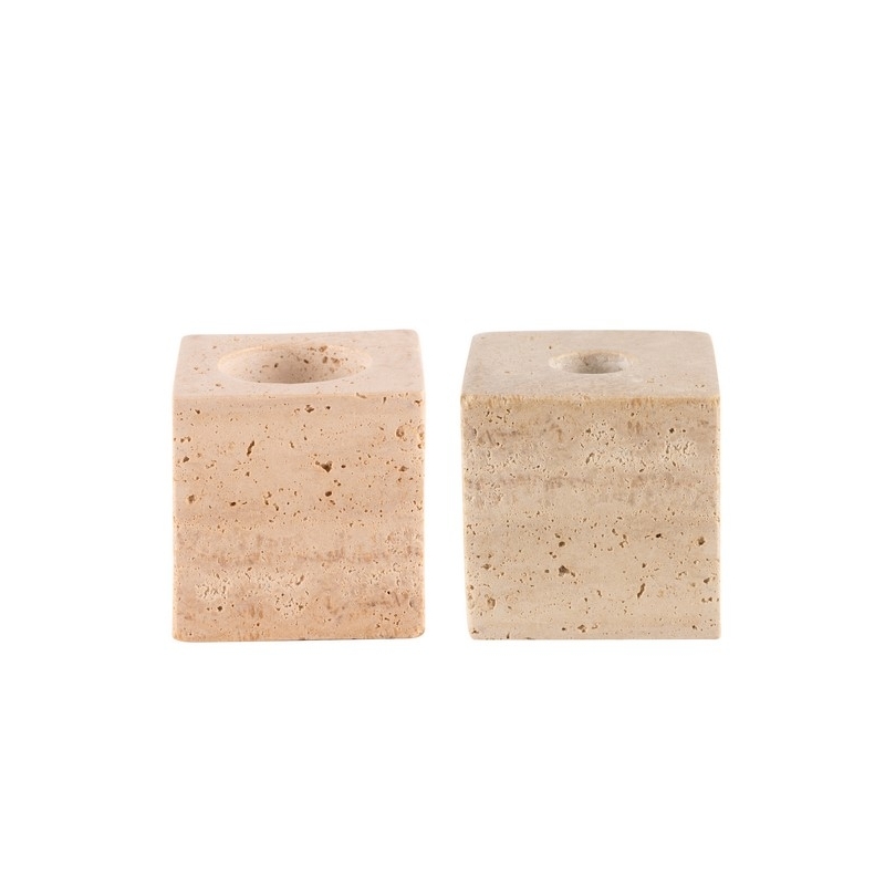Bougeoir en Travertin - 27x27x16cm