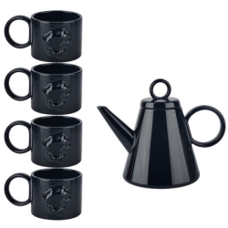Set de 4 mugs 430 ml + 1 théière - Noir...
