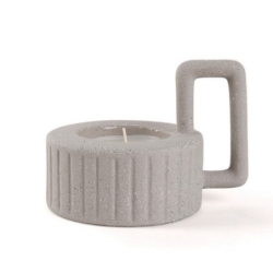 Bougeoir avec anse + bougie soja - Gris Mat -...