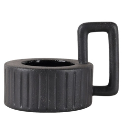 Bougeoir avec anse + bougie soja - Noir Mat -...