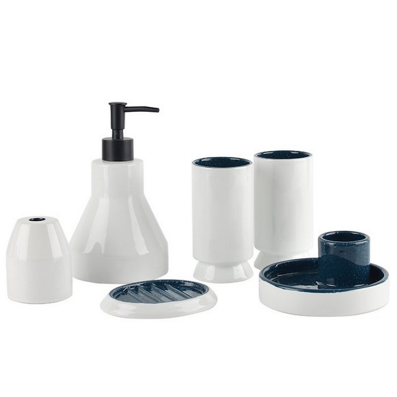 Set de salle de bain 6 pcs - Bleu & Blanc Brillant - Nordic Tranquility