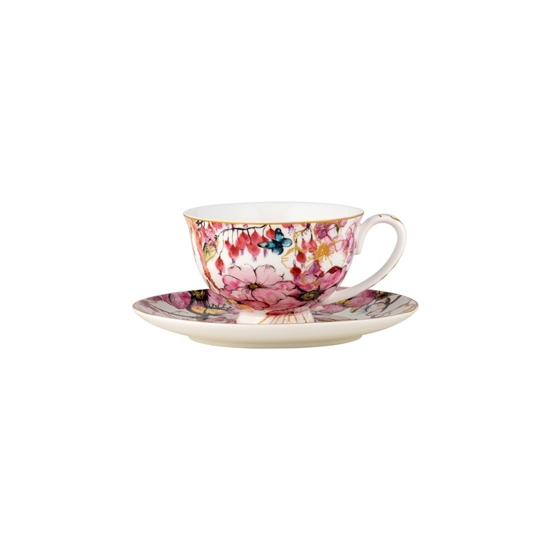 Estelle Michaelides Enchantment Tasse à pied + soucoupe 200 ml Blanc – Coffret cadeau