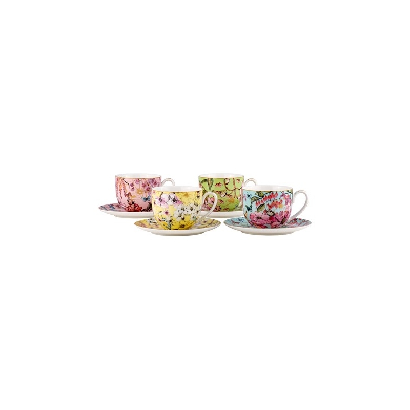 Estelle Michaelides Enchantment Tasse + soucoupe 280 ml (lot de 4) – Coffret cadeau