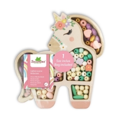 Les Perles - Coffret perles bois licorne - 4a+