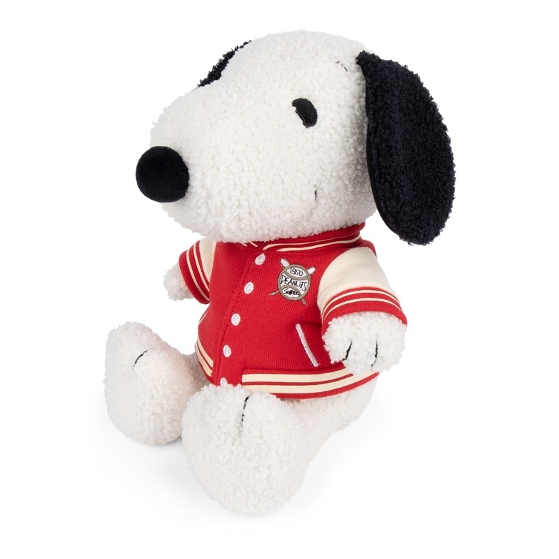 Peluche Snoopy teddy assis avec son bombers universitaire - 25 cm