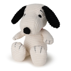 Peluche Snoopy assis en velours côtelé crème...
