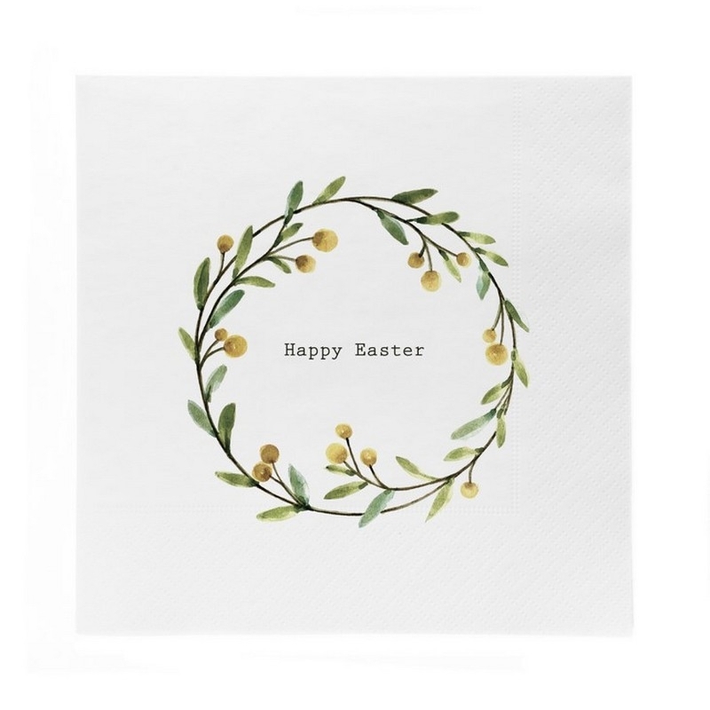 Serviettes en papier - Wreath happy easter - 20pcs - 16x16cm