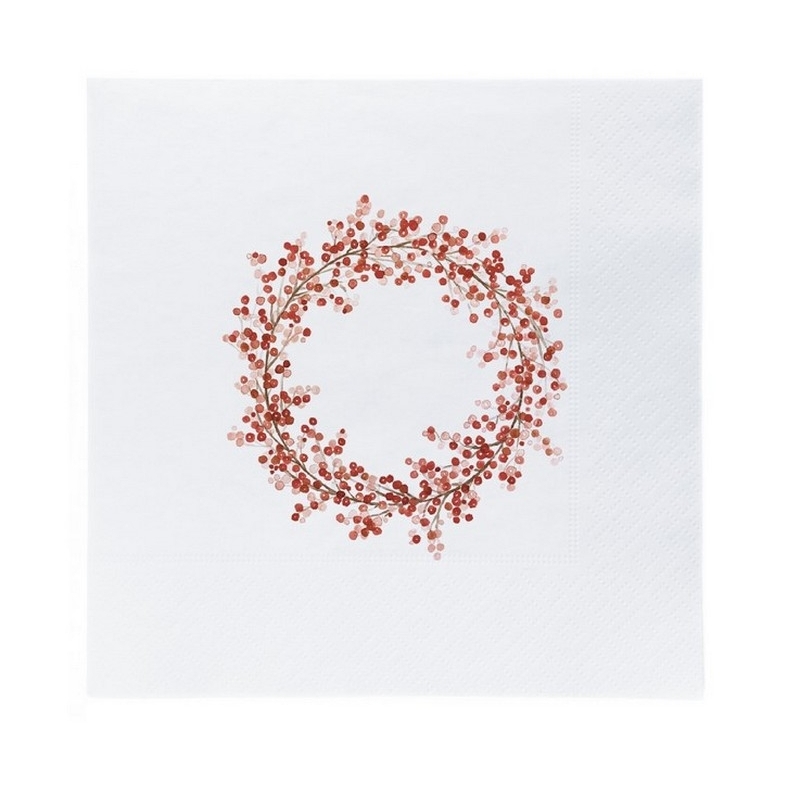 Serviettes en papier - Christmas wreath - Rouge - 20pcs - 16x16cm