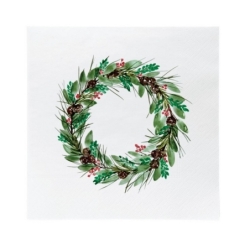 Serviettes en papier - Christmas wreath - Vert...