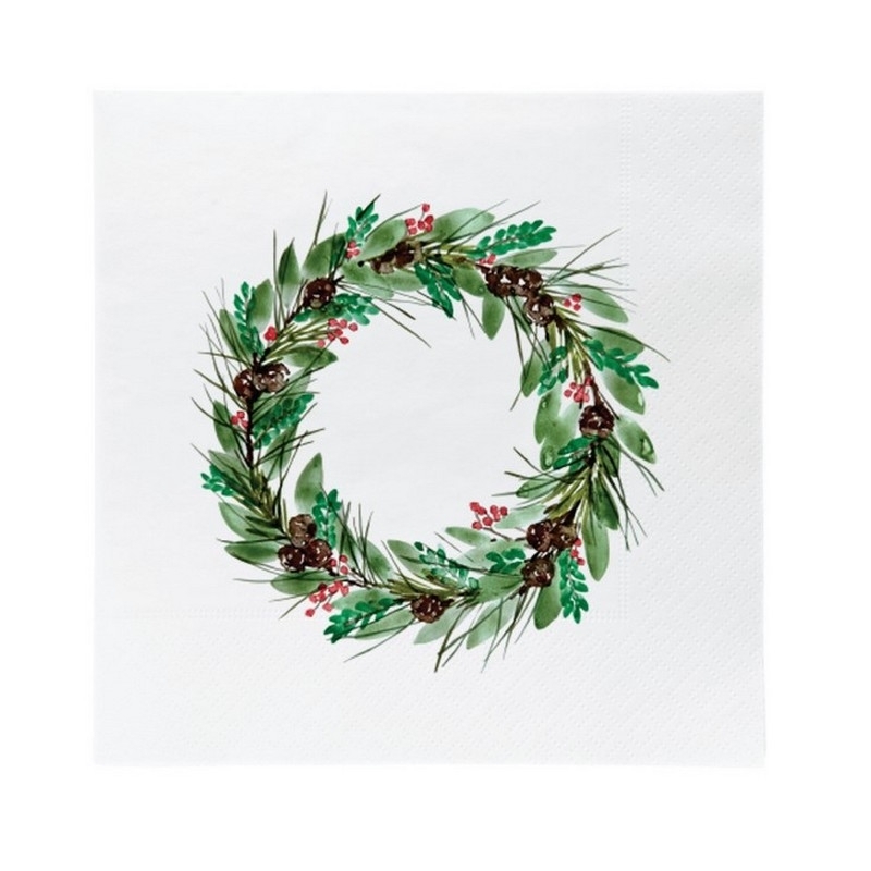 Serviettes en papier - Christmas wreath - Vert - 20pcs - 16x16cm