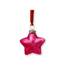 Déco de noël Etoile en verre avec ruban - Rose...